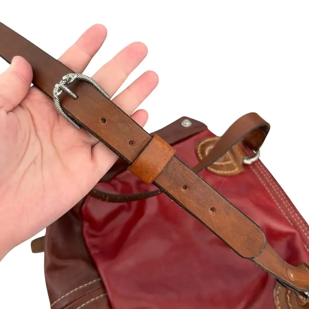 Handmade leather ren faire fantasy mix leather crossbody bag - Picture 6 of 12